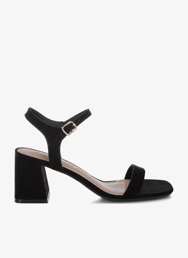 Square Toe Block Heels Black