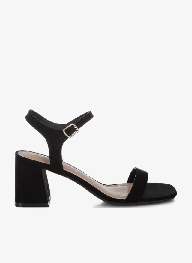 Square Toe Block Heels Black