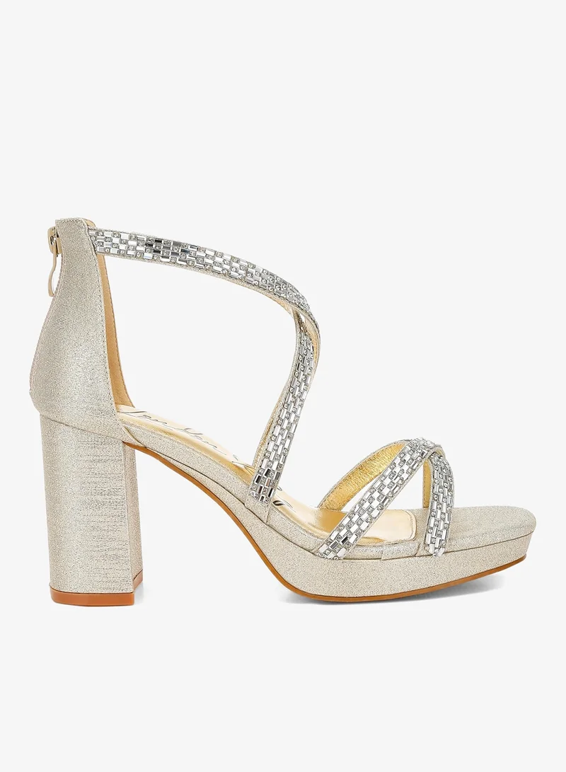 Rhinestone Strappy Sandals Black