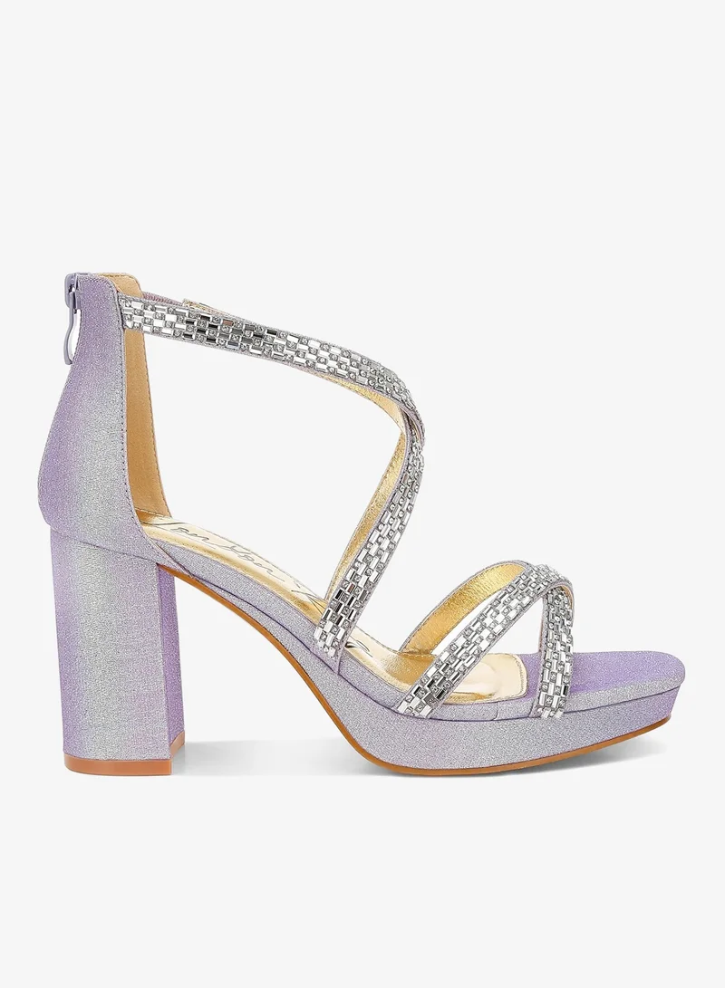 Rhinestone Strappy Sandals Black