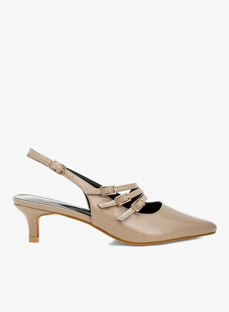 Triple Strap Slingback Sandals Taupe