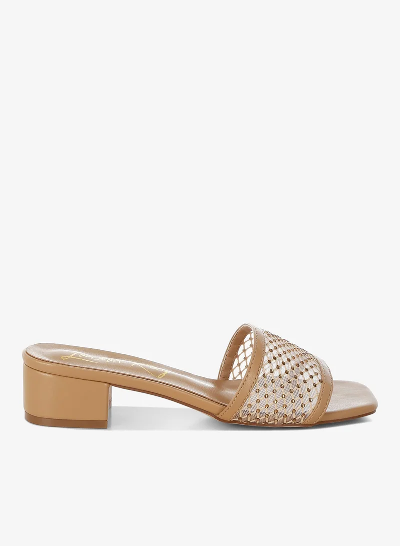 Women's Rhinestone Studded Slip-On Heels Blue