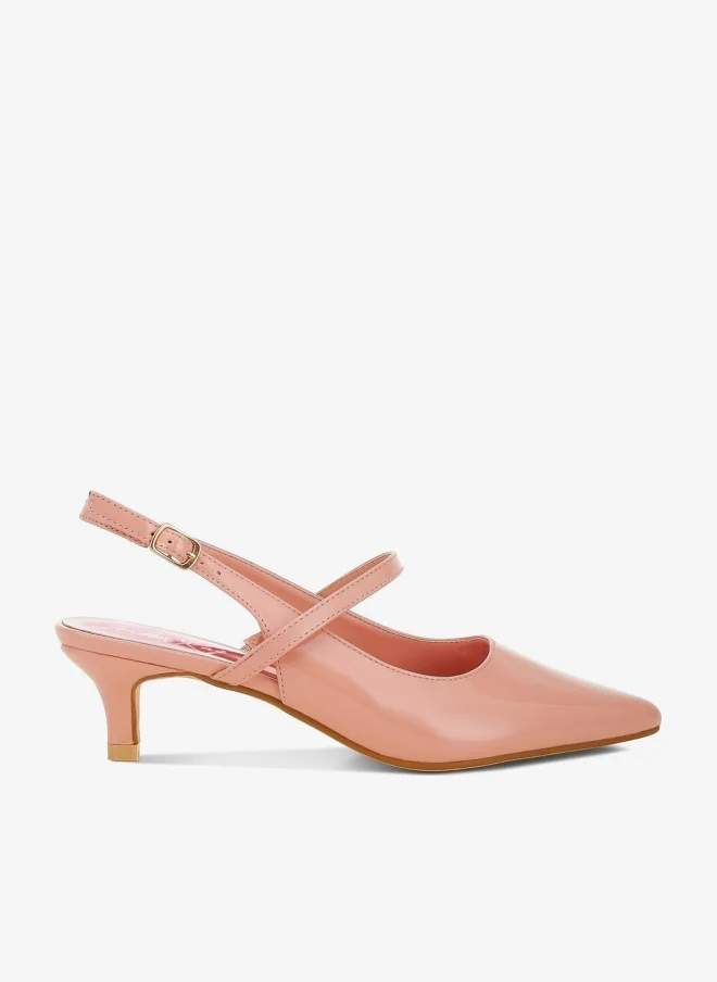 Kitten Heel Slingback Sandals Black