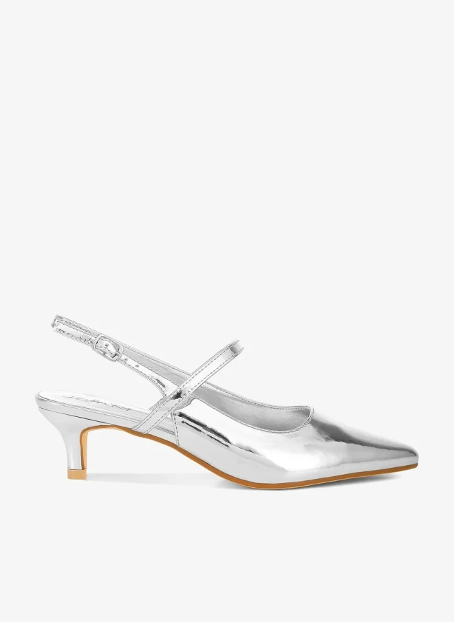 Kitten Heel Slingback Sandals Black