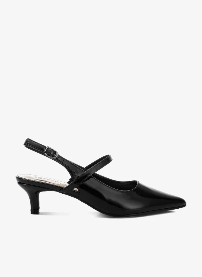 Kitten Heel Slingback Sandals Black