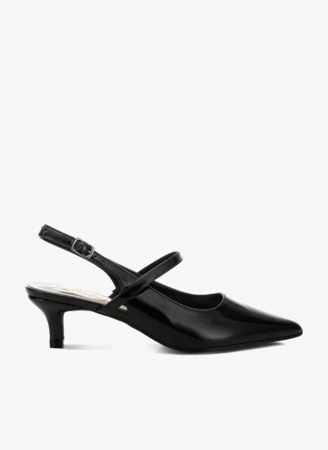 Kitten Heel Slingback Sandals Black