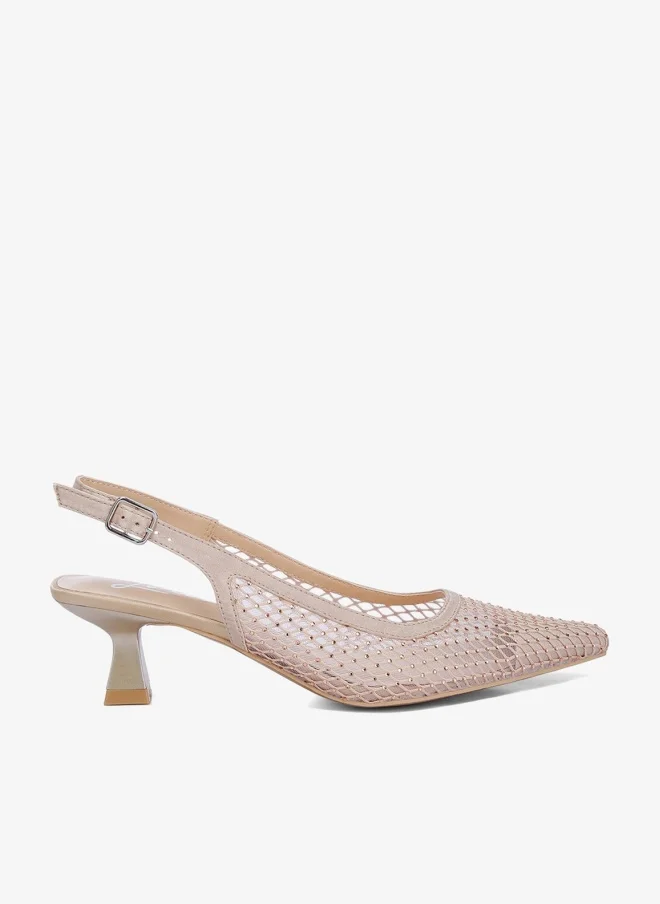 Rhinestone Slingback Mules Pink