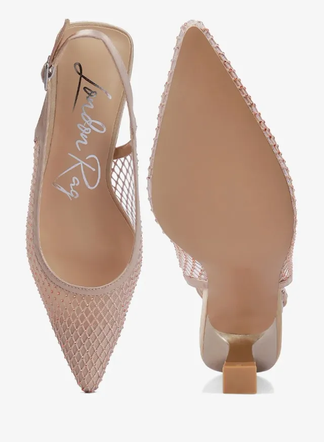 Rhinestone Slingback Mules Pink – image 4