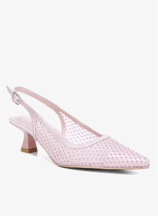 Rhinestone Slingback Mules Pink – image 3