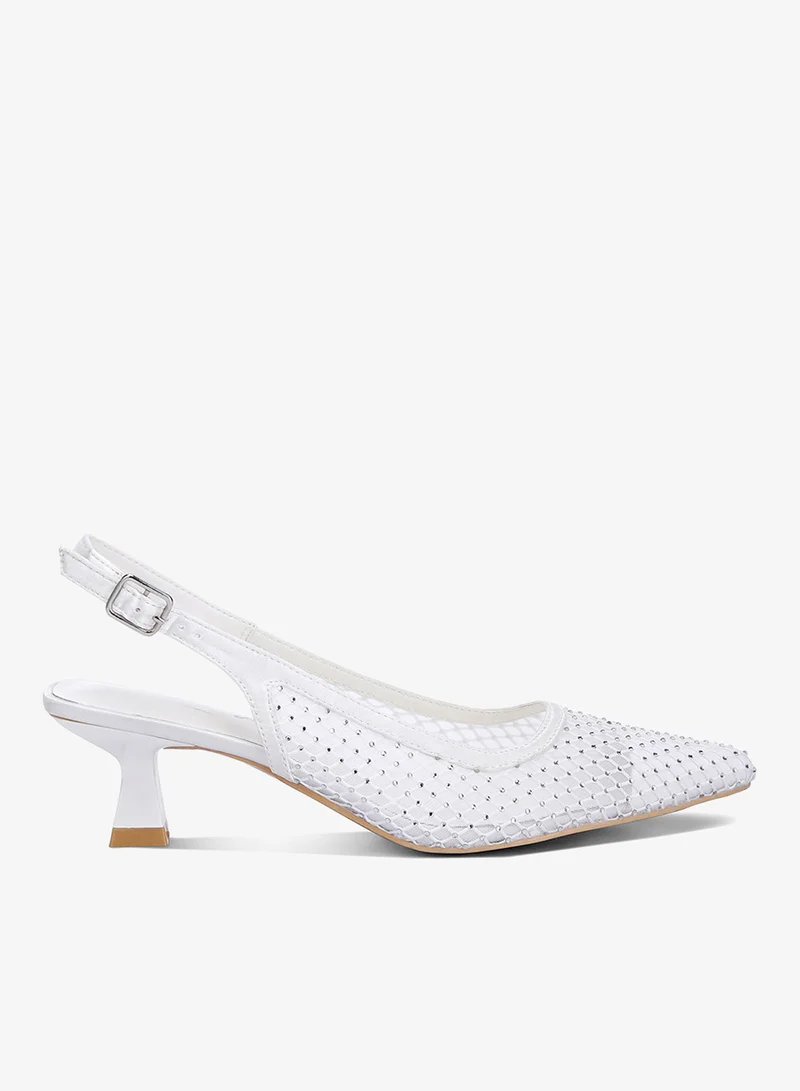 Rhinestone Slingback Mules Pink