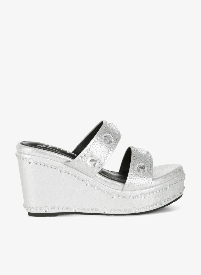 Rhinestone Wedge Sandals Red