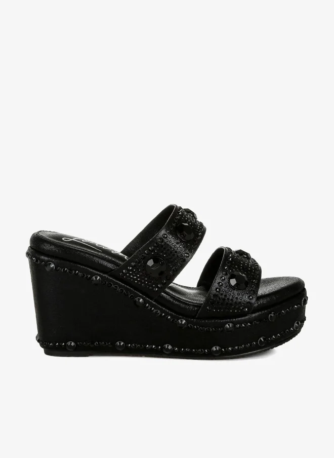 Rhinestone Wedge Sandals Red