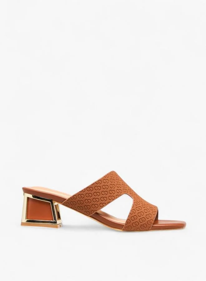 Women's Monogram Print Slip-On Block Heel Sandals