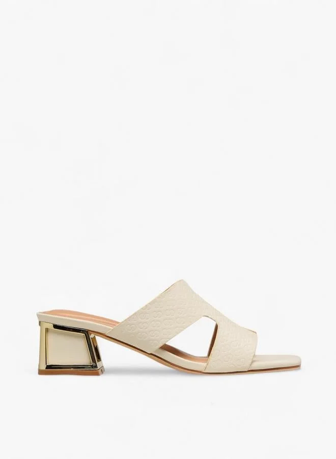 Women's Monogram Print Slip-On Block Heel Sandals