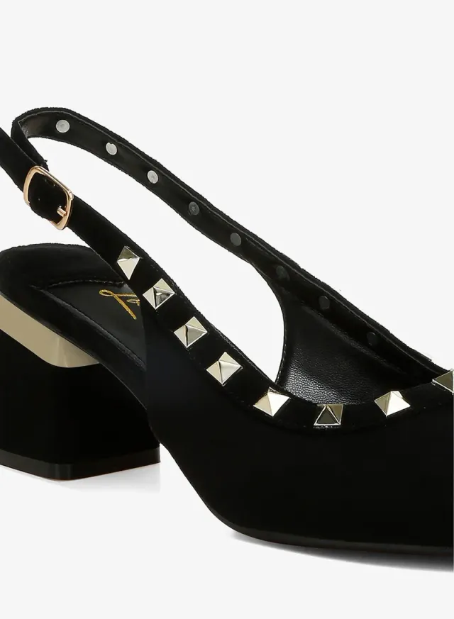 Stud Embellished Microfiber Sandals Brown – image 5