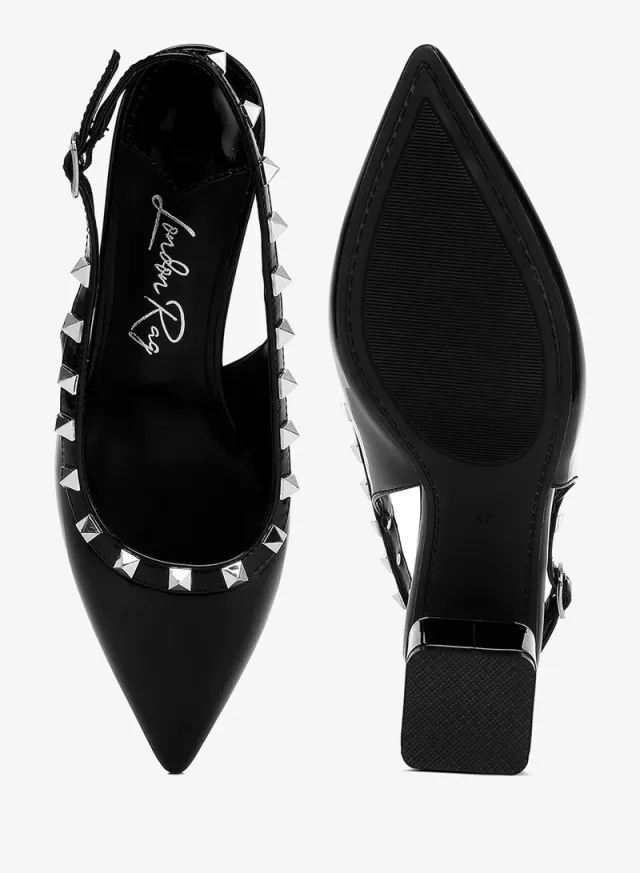 Studded Slingback Sandals Black – image 4