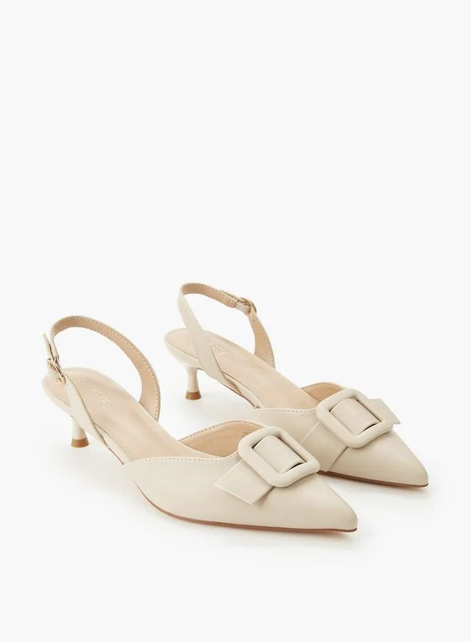 Women's Buckle Pointed Toe Kitten Heel Shoes