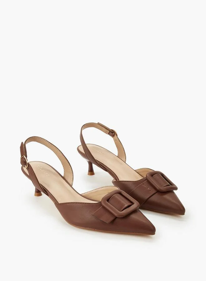 Women's Buckle Pointed Toe Kitten Heel Shoes