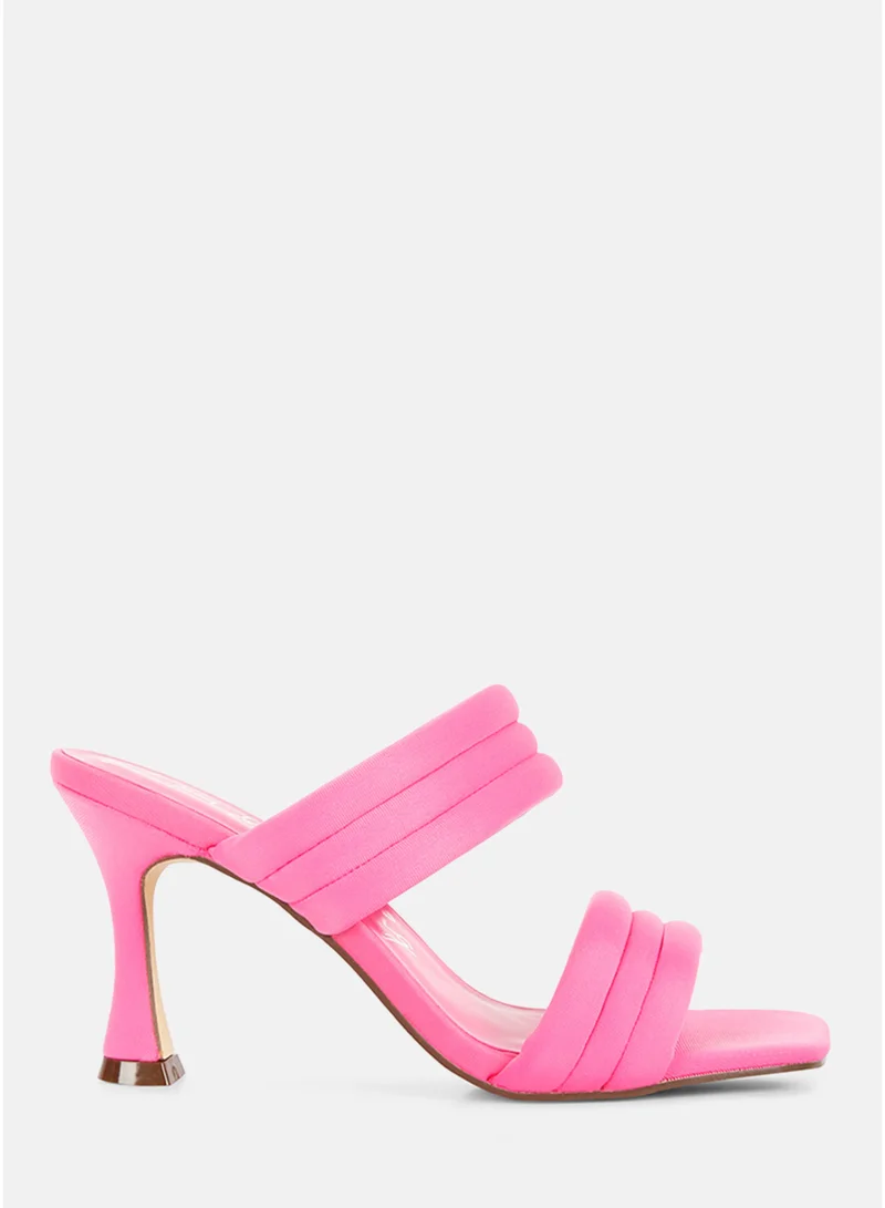 Quilted Straps Spool Heeled Sandals Black