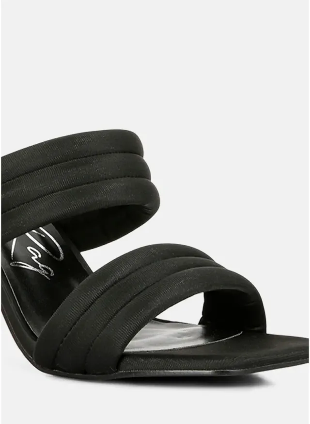 Quilted Straps Spool Heeled Sandals Black – image 5