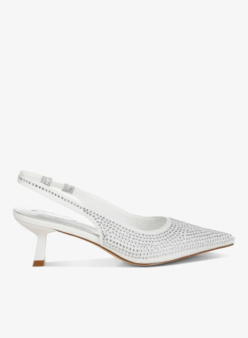Flyknit Rhinestone Slingback Sandals White