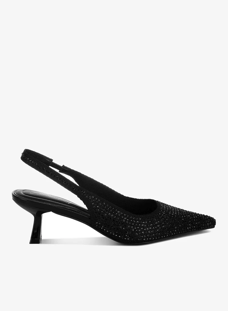 Flyknit Rhinestone Slingback Sandals White