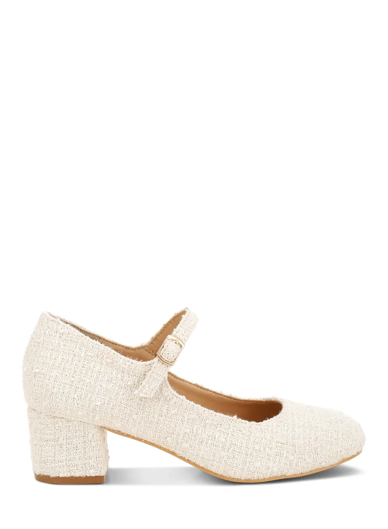 Tweed Mary Jane Sandals Black