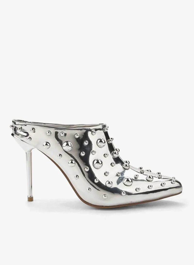 Studded Stiletto Heel Mules