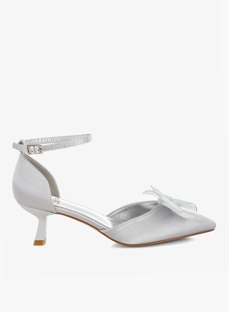 Bow Satin Sandals Black