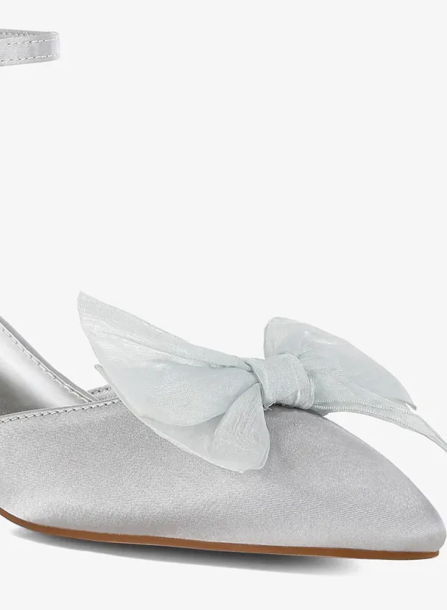 Bow Satin Sandals Black – image 5