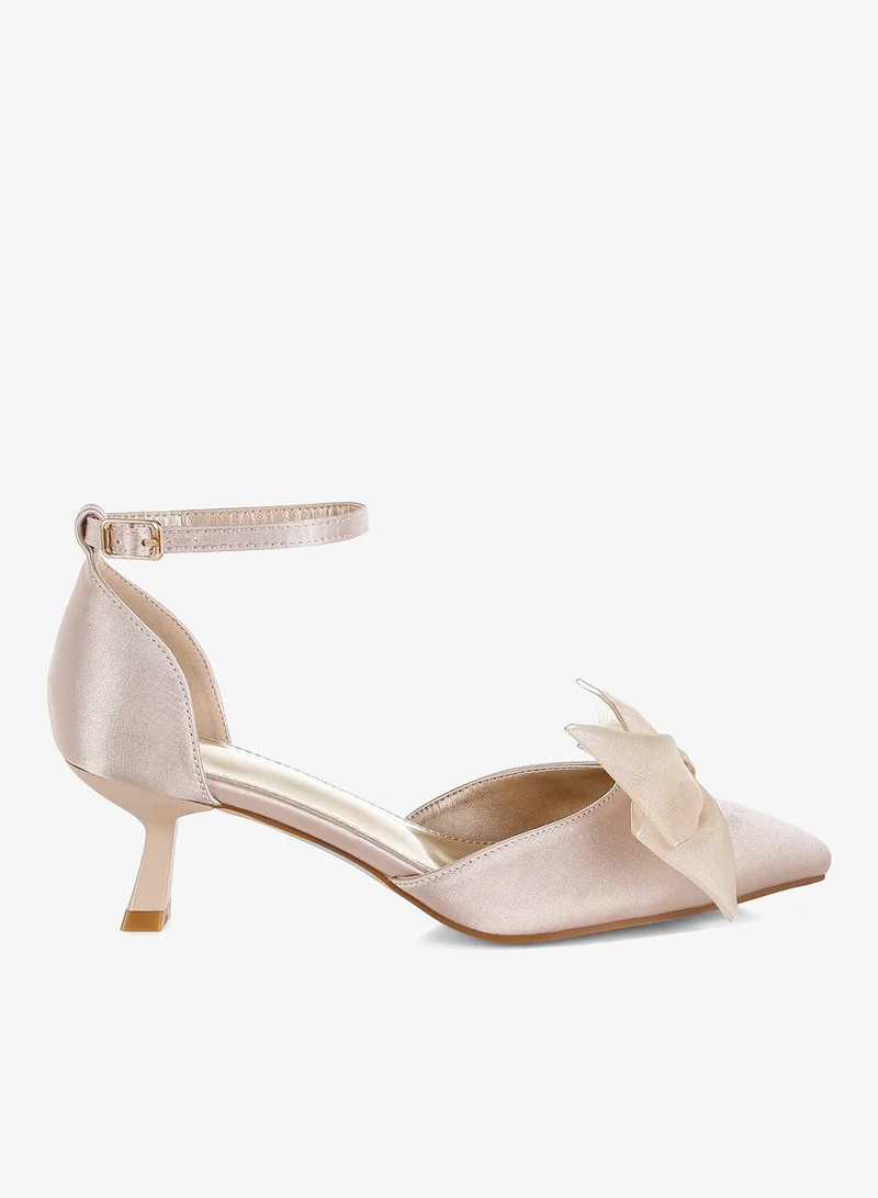 Bow Satin Sandals Black