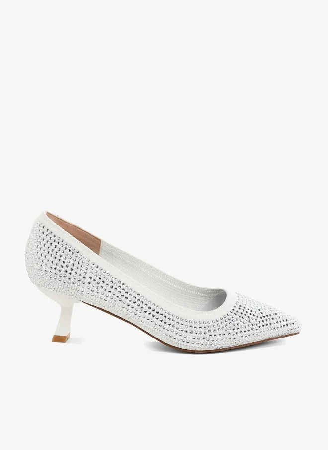 Flyknit Rhinestone Pumps White