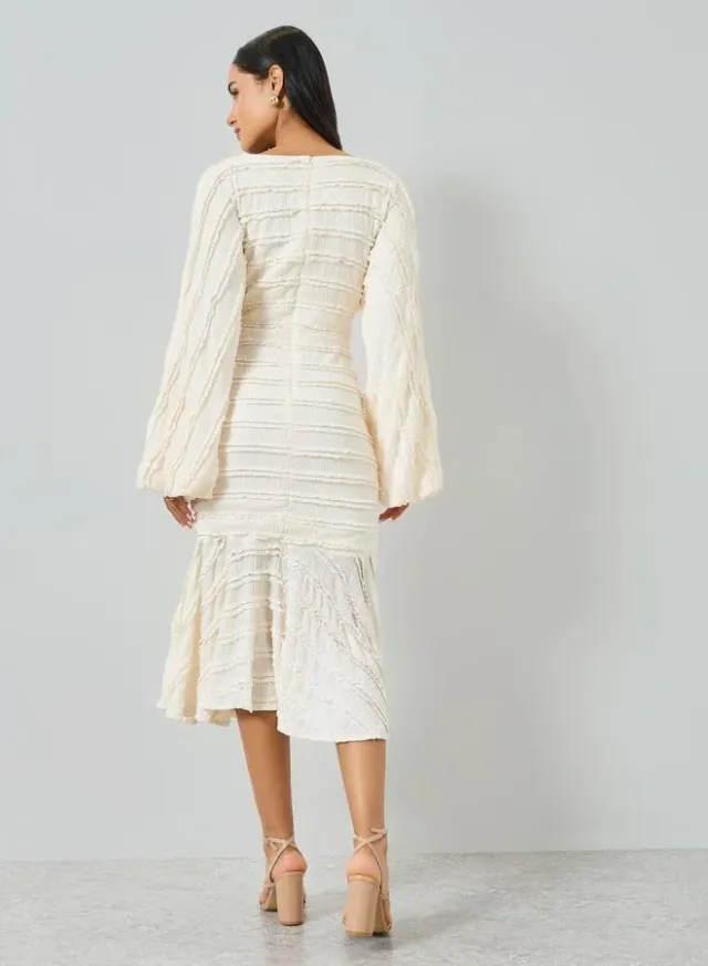 All Over Print Notch Neck Shift Midi Dress – image 5