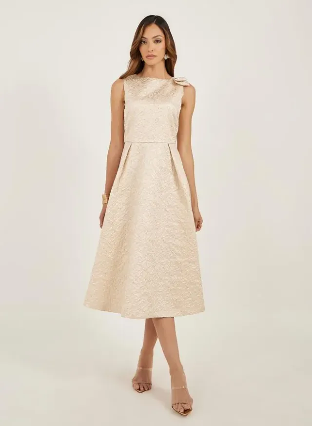 Light Blue Tweed Asymmetric Midi Dress with V Neck and Long Sleeves – image 2