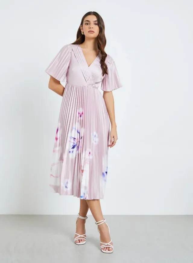 Floral Wrap Midi Dress Blue – image 2