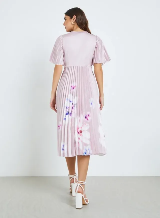 Floral Wrap Midi Dress Blue – image 4