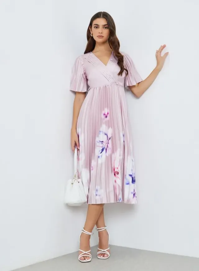 Floral Wrap Midi Dress Blue – image 5
