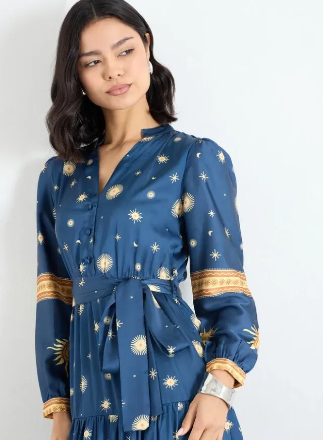 Floral Pussybow Dress purple and blue – image 4