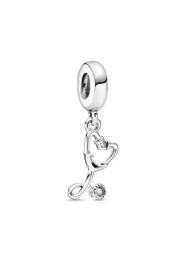 Sterling Silver Heart Dangle Charm with Cubic Zirconia for Pandora Bracelets – image 3