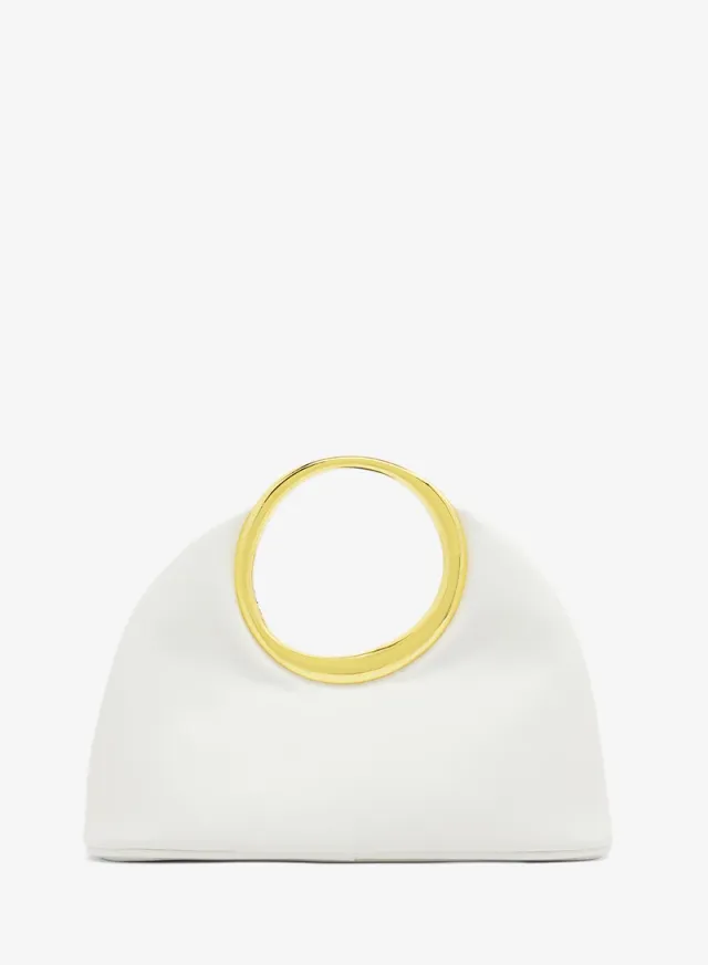 Ella White Solid Ring Handle Evening Bag (Limited Edition)