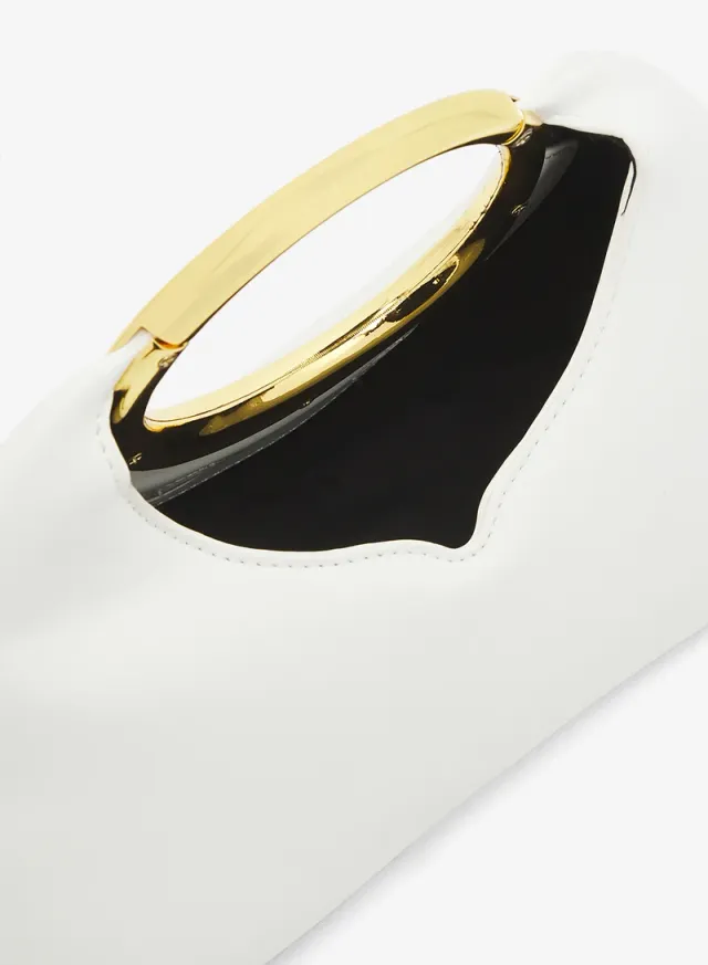 Ella White Solid Ring Handle Evening Bag (Limited Edition) – image 4