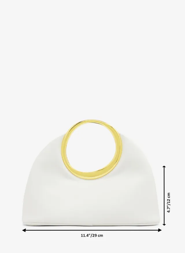 Ella White Solid Ring Handle Evening Bag (Limited Edition) – image 5