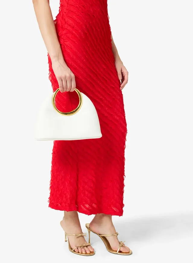 Ella White Solid Ring Handle Evening Bag (Limited Edition) – image 6