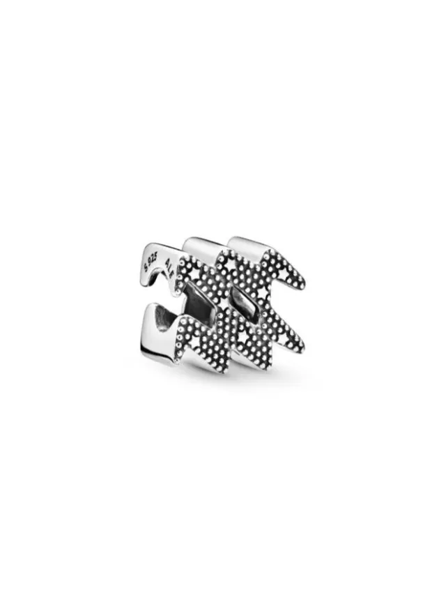 Sterling Silver Aquarius Zodiac Charm with Cubic Zirconia – image 2