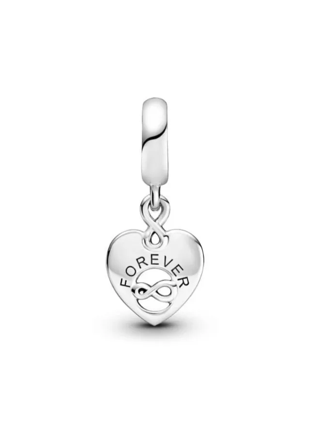 Sterling Silver Heart Dangle Charm with 'Friends' and Infinity Design – image 2