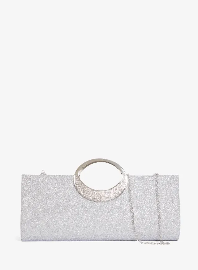 Silver East-West Clutch with Ring Handle (Limited Edition)
