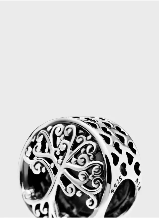 Sterling Silver Family Tree Charm Slide-On Bead 11.5mm x 10.5mm – image 4
