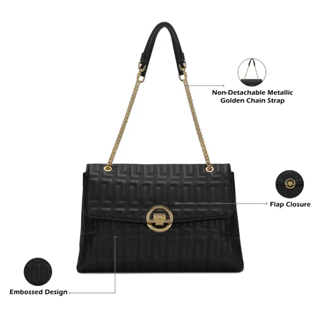 Luxe Eden25 Flap Satchel Black – image 4