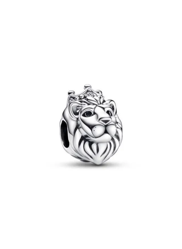 Sterling Silver Lion Charm with Cubic Zirconia for Pandora Bracelets