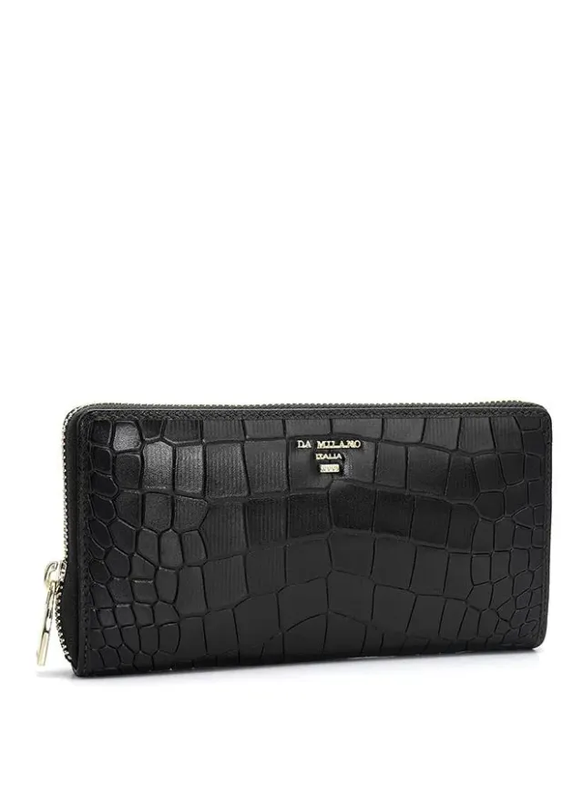 Black Textured Leather Ladies Wallet with Snap Closure – image 2